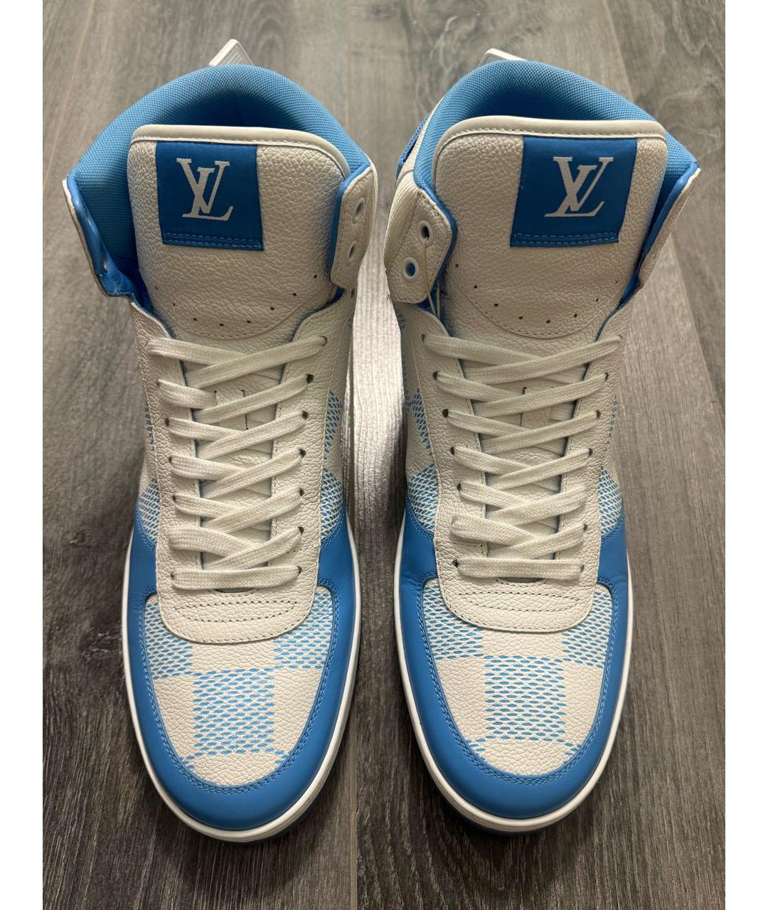 LOUIS VUITTON Голубые кожаные высокие кроссовки / кеды, фото 3