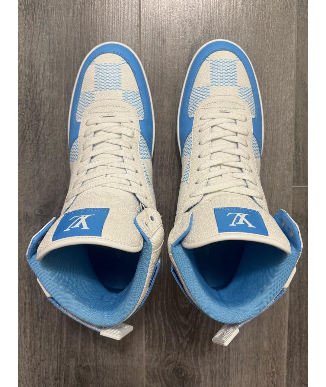 LOUIS VUITTON Голубые кожаные высокие кроссовки / кеды, фото 6