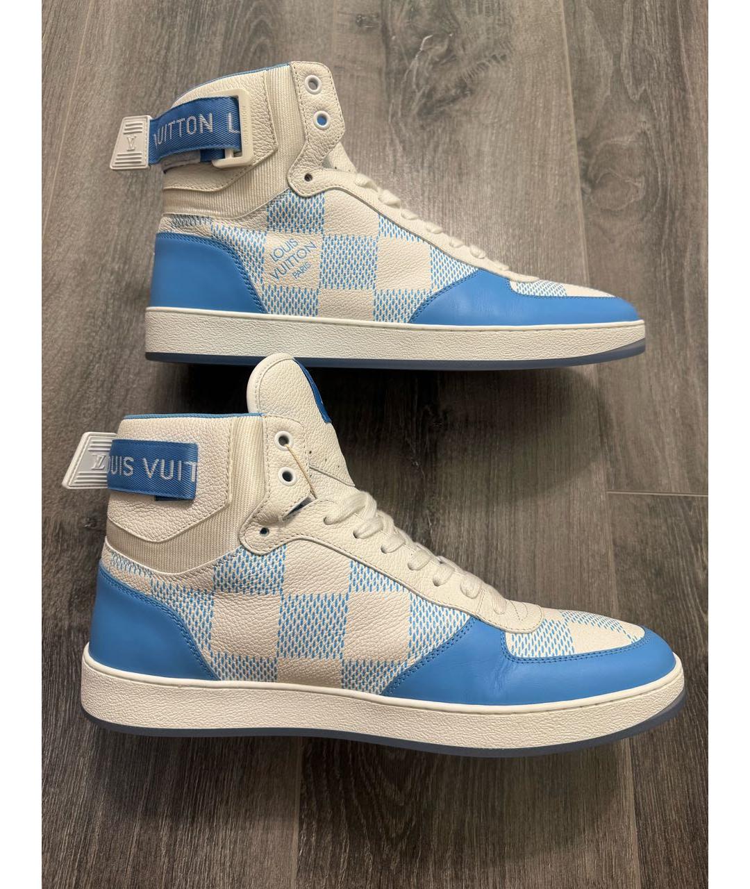 LOUIS VUITTON Голубые кожаные высокие кроссовки / кеды, фото 5