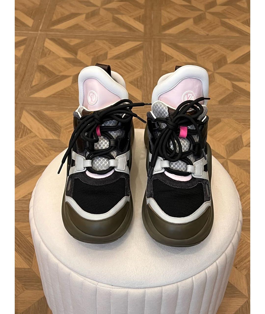 LOUIS VUITTON Хаки кожаные кроссовки, фото 2