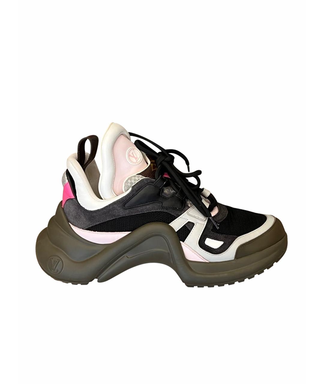 LOUIS VUITTON Хаки кожаные кроссовки, фото 1