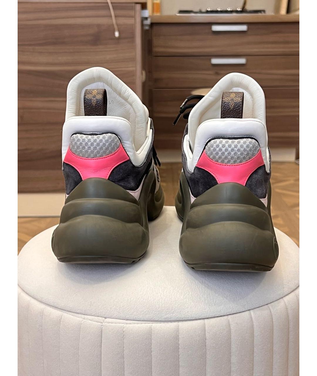 LOUIS VUITTON Хаки кожаные кроссовки, фото 4