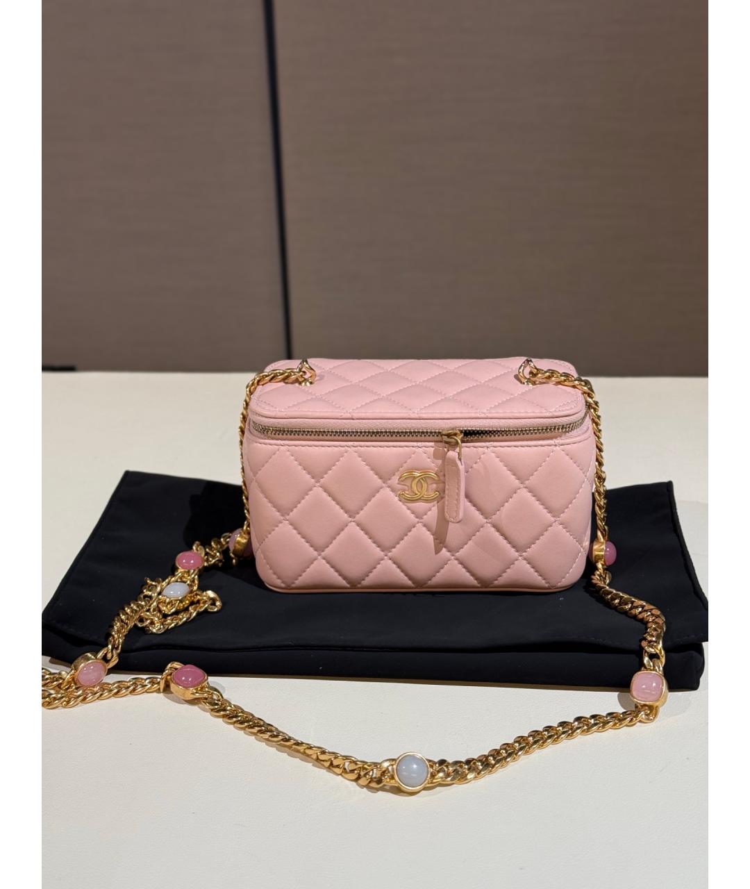 CHANEL Розовая кожаная сумка через плечо, фото 7