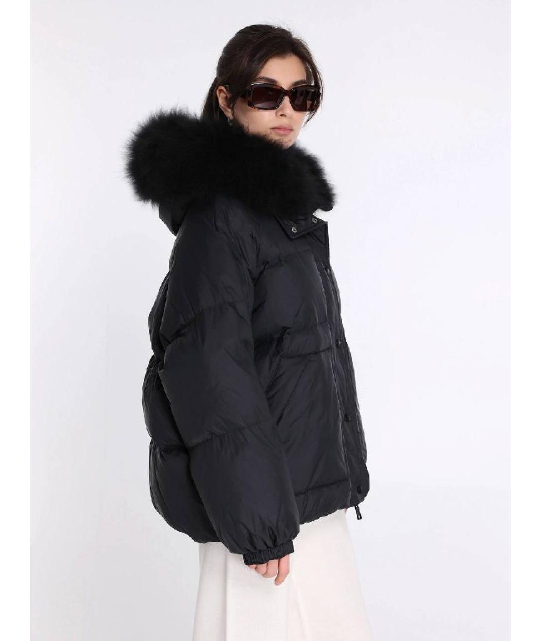 YVES SALOMON Черный полиэстеровый пуховик, фото 3