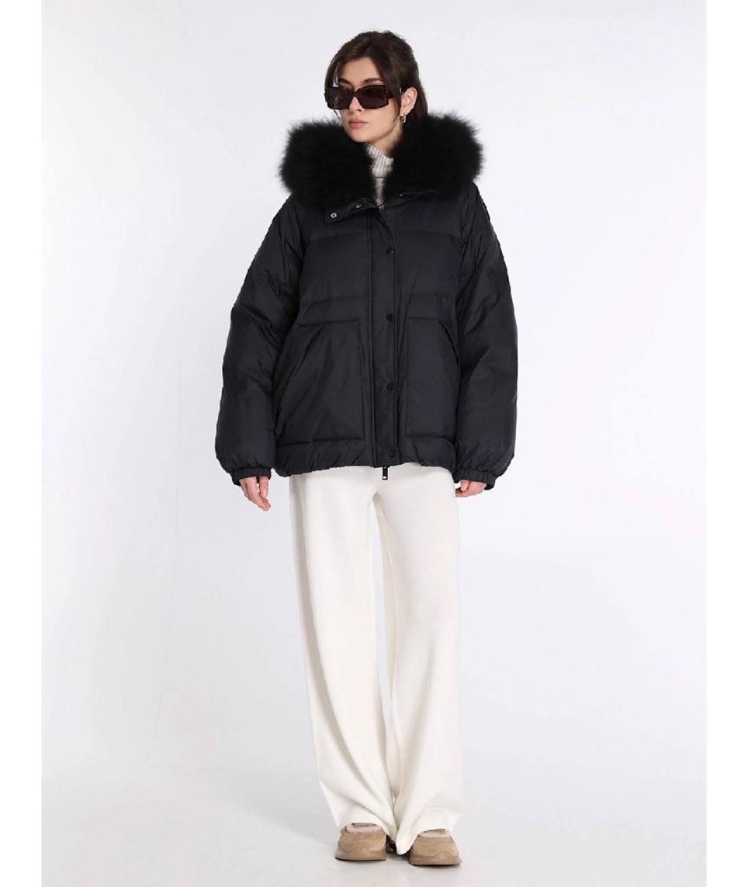 YVES SALOMON Черный полиэстеровый пуховик, фото 6