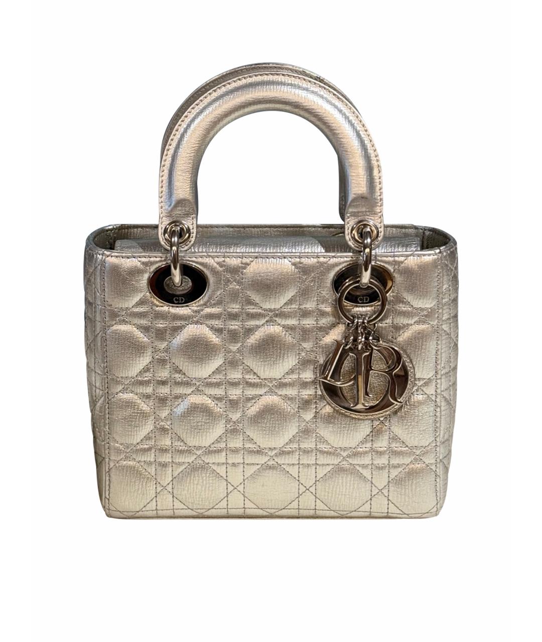 CHRISTIAN DIOR Серебряная кожаная сумка тоут, фото 1