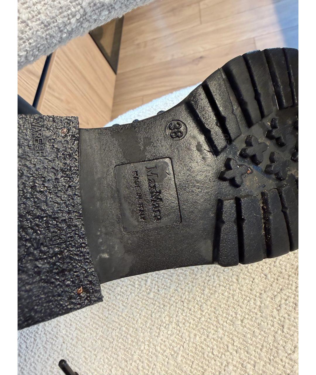 MAX MARA Черные кожаные ботинки, фото 4