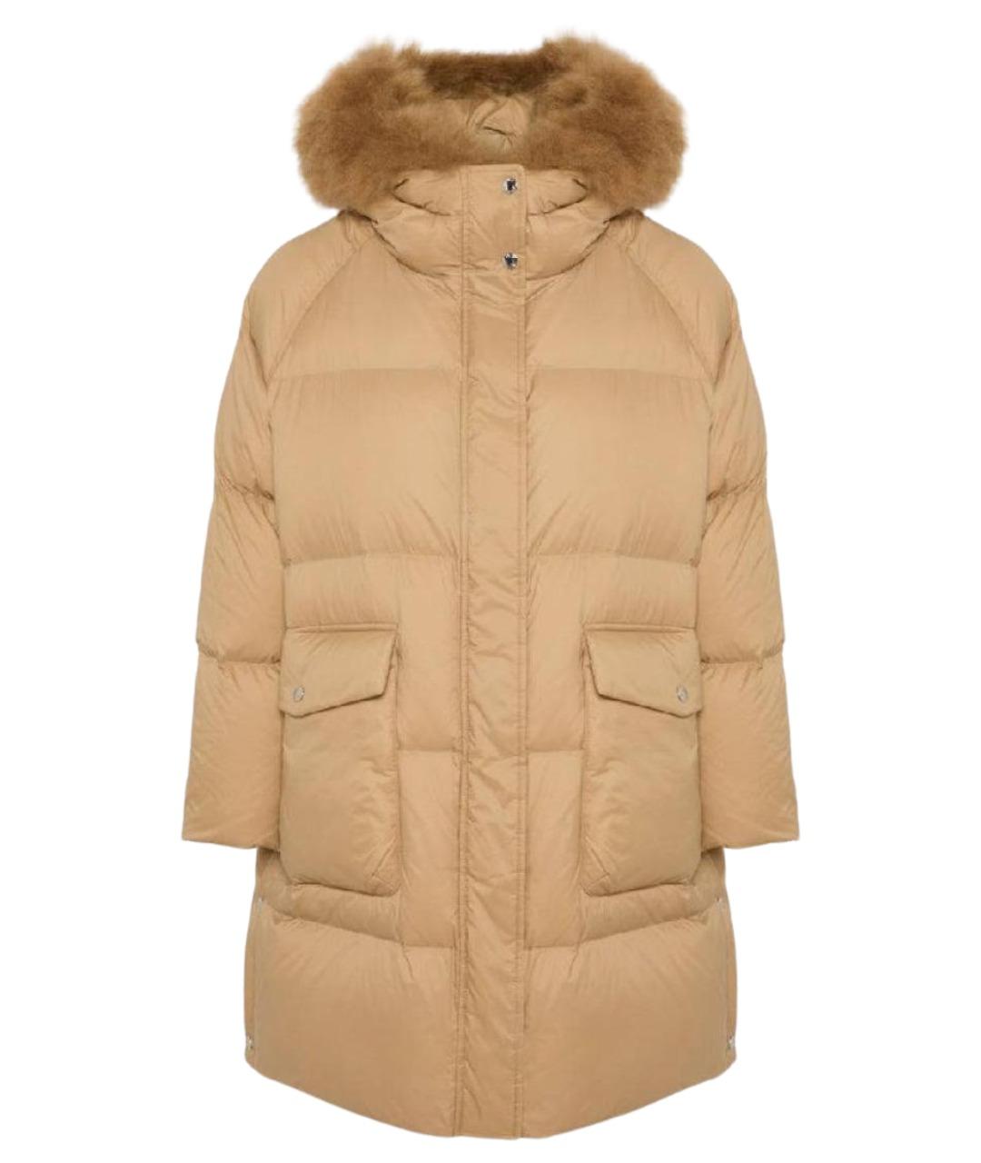 YVES SALOMON Бежевый полиэстеровый пуховик, фото 1