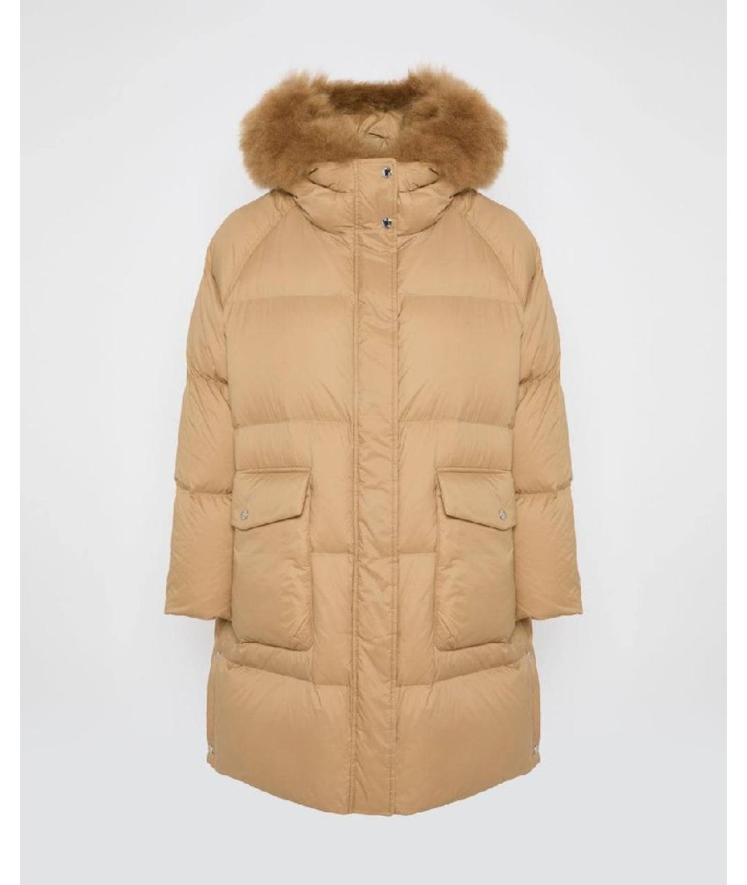 YVES SALOMON Бежевый полиэстеровый пуховик, фото 6