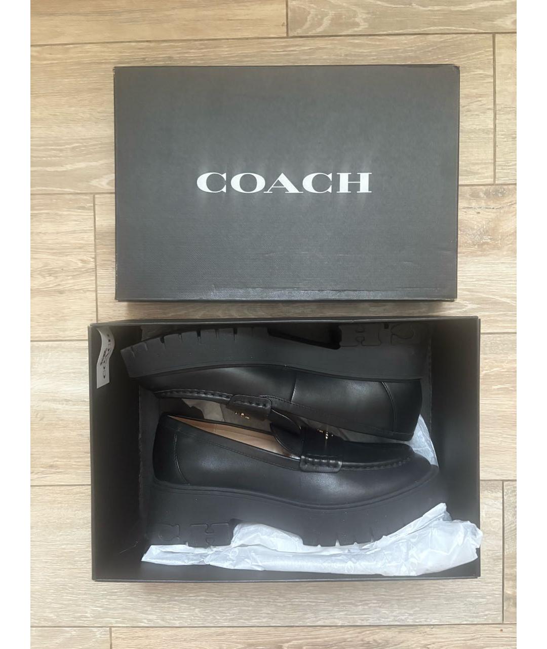 COACH Черные кожаные лоферы, фото 5