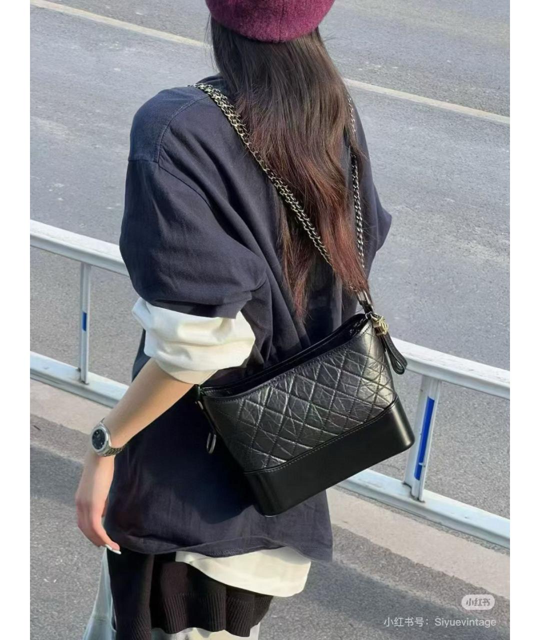 CHANEL Черная кожаная сумка через плечо, фото 6