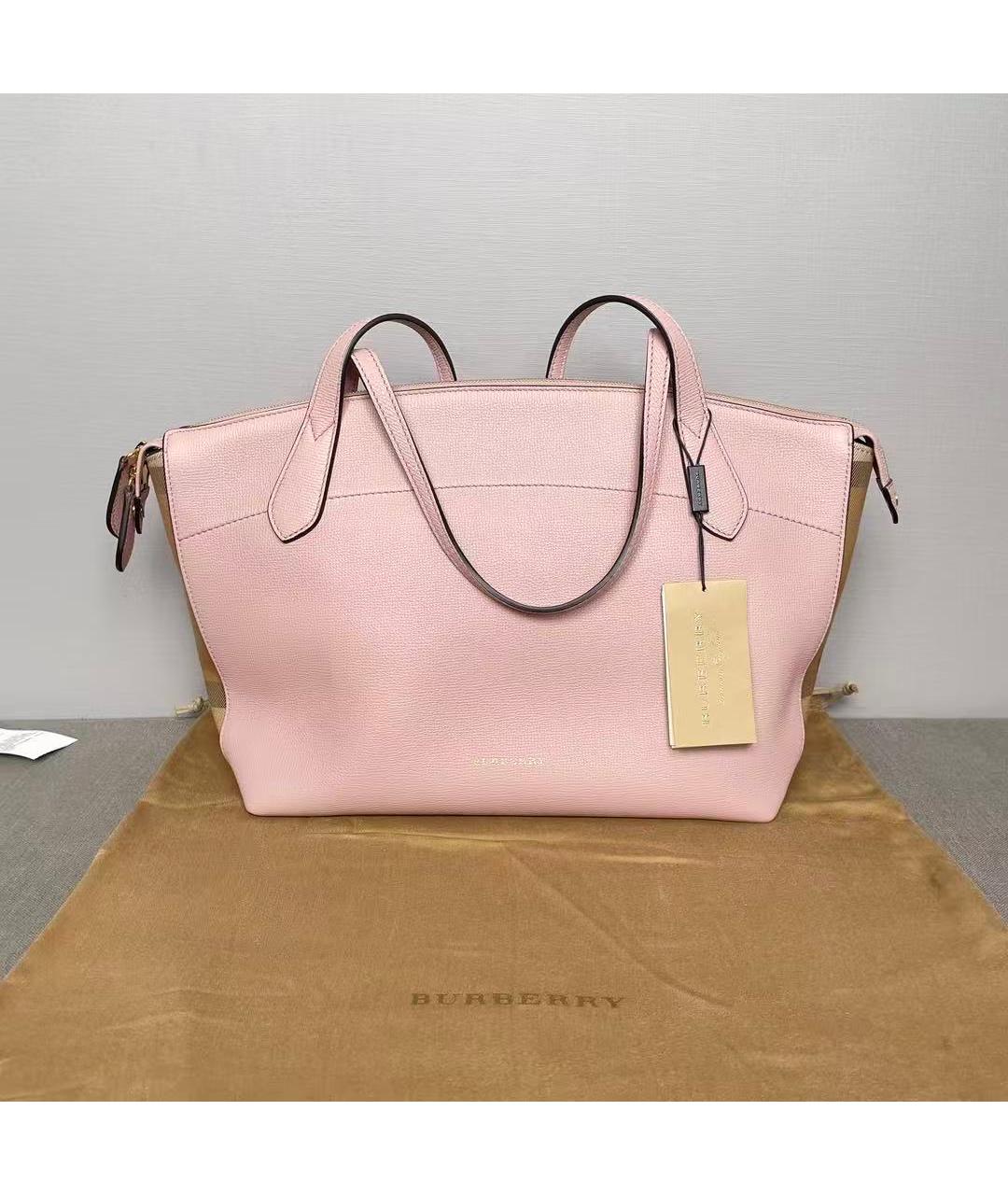 BURBERRY Розовая кожаная сумка тоут, фото 2