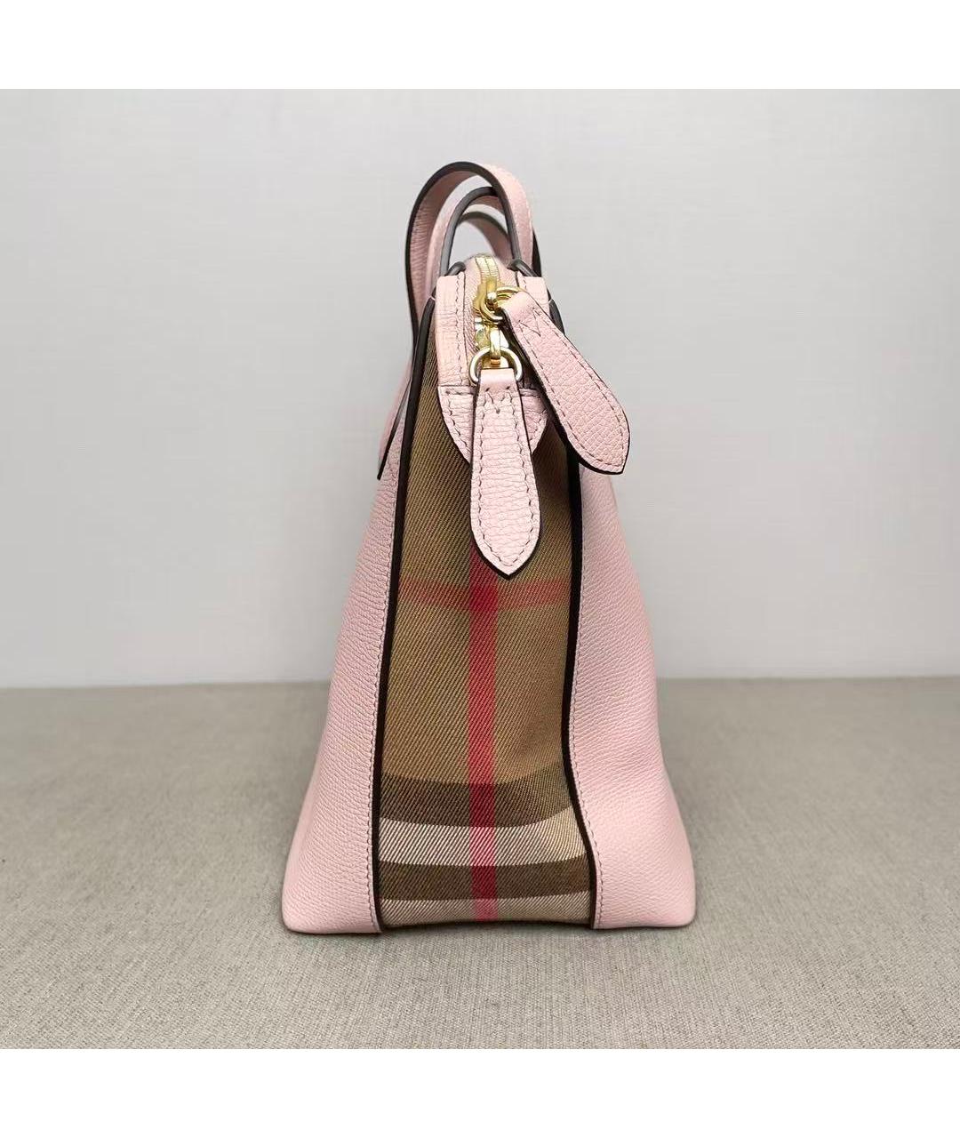 BURBERRY Розовая кожаная сумка тоут, фото 4