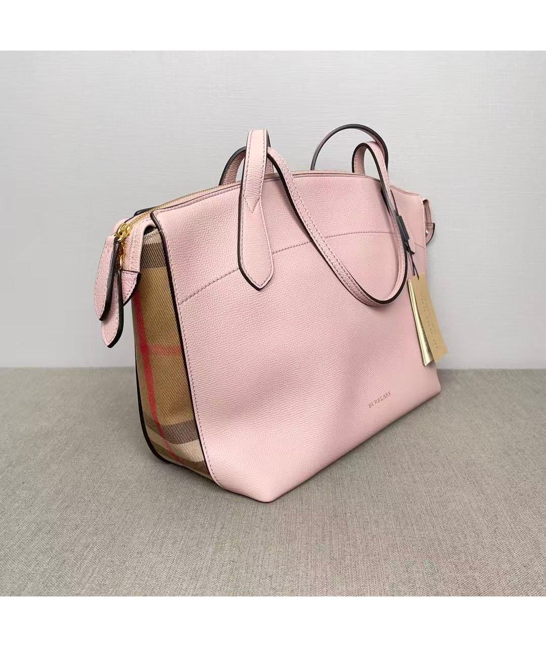 BURBERRY Розовая кожаная сумка тоут, фото 3