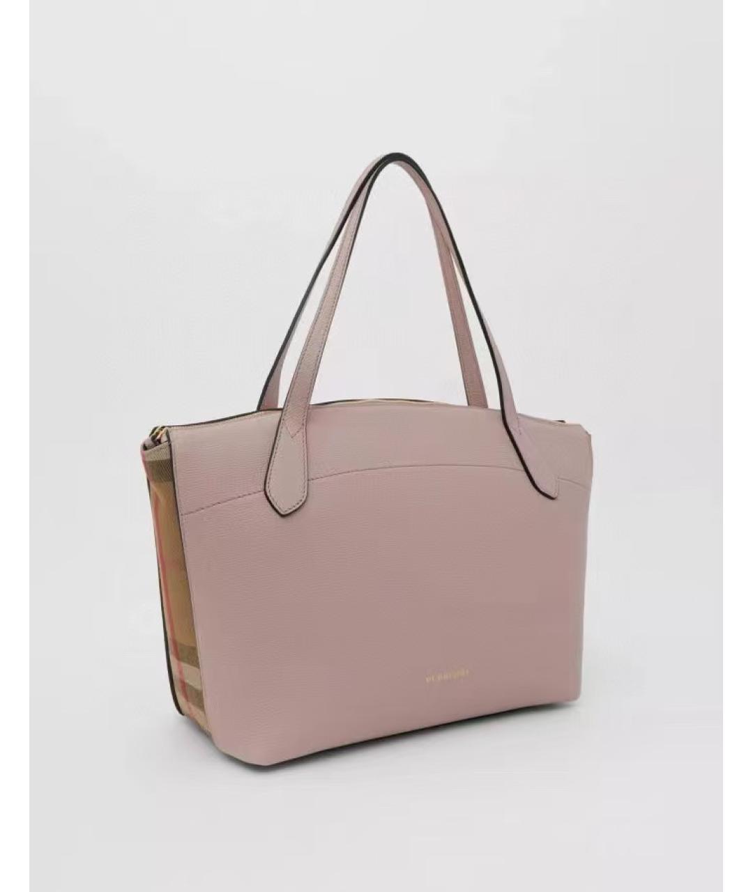 BURBERRY Розовая кожаная сумка тоут, фото 5