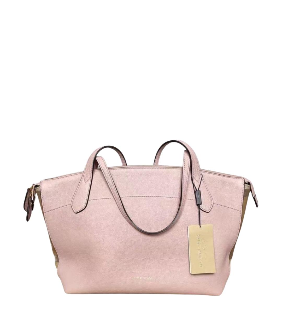 BURBERRY Розовая кожаная сумка тоут, фото 1