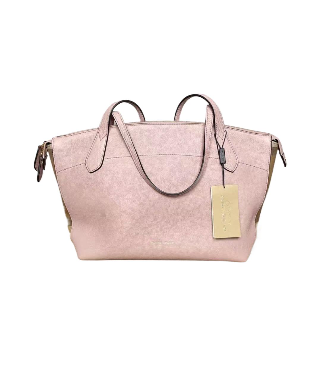 BURBERRY Розовая кожаная сумка тоут, фото 7