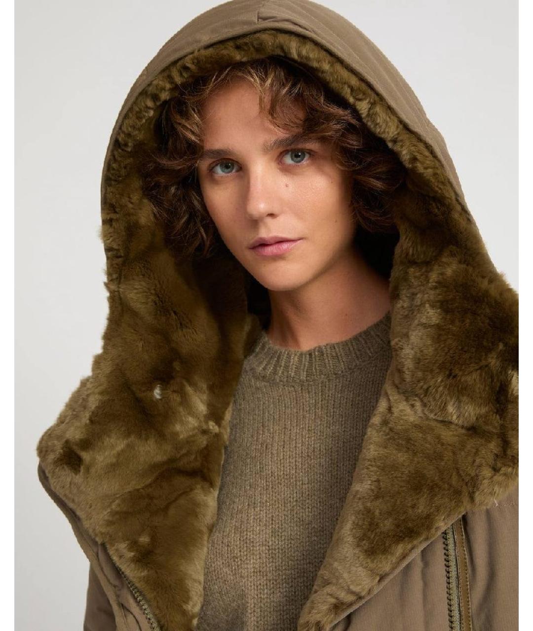 YVES SALOMON Хаки полиамидовый пуховик, фото 6