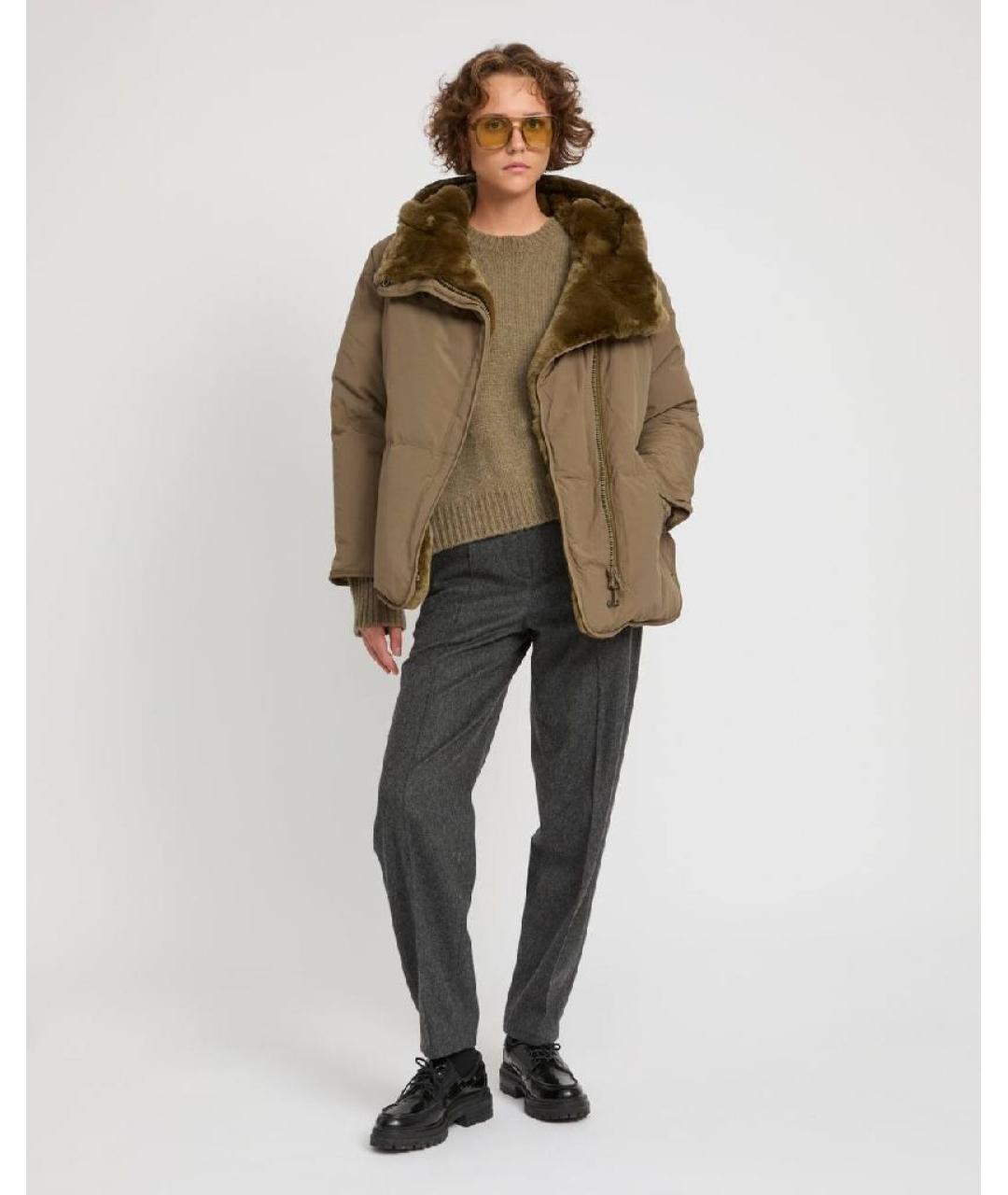 YVES SALOMON Хаки полиамидовый пуховик, фото 3