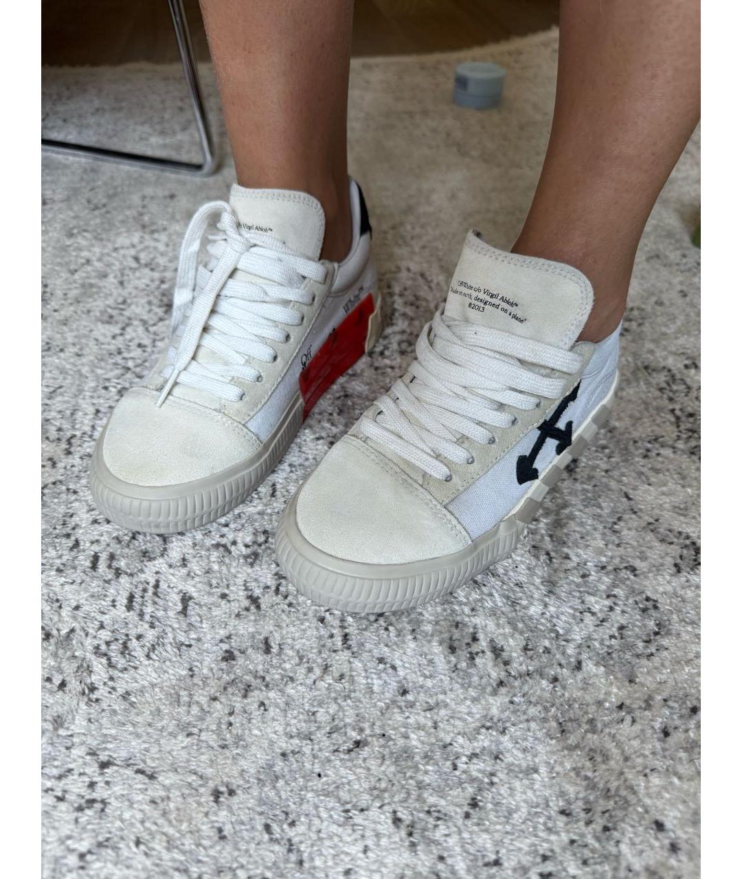 OFF-WHITE Бежевые текстильные кеды, фото 7