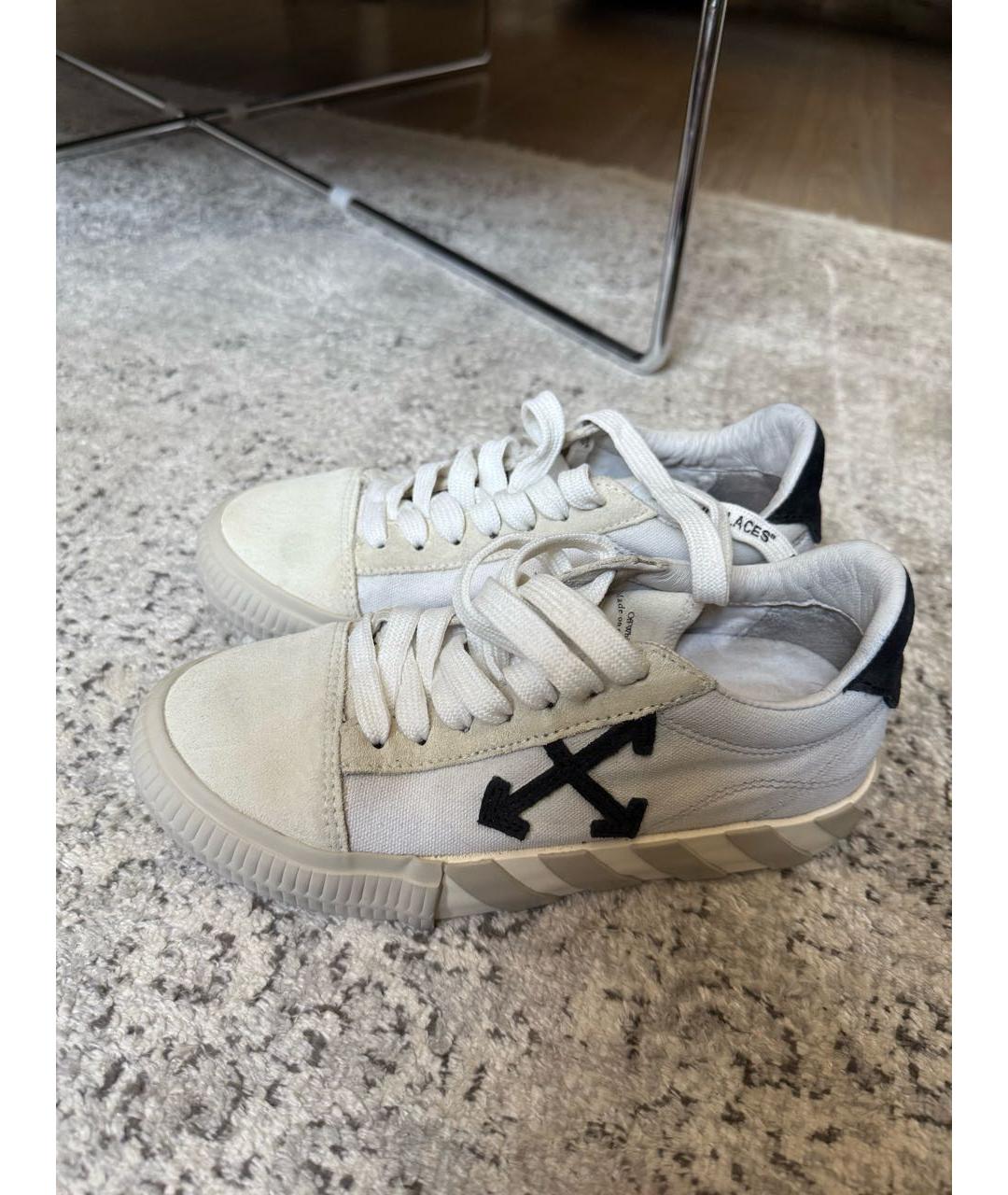 OFF-WHITE Бежевые текстильные кеды, фото 4