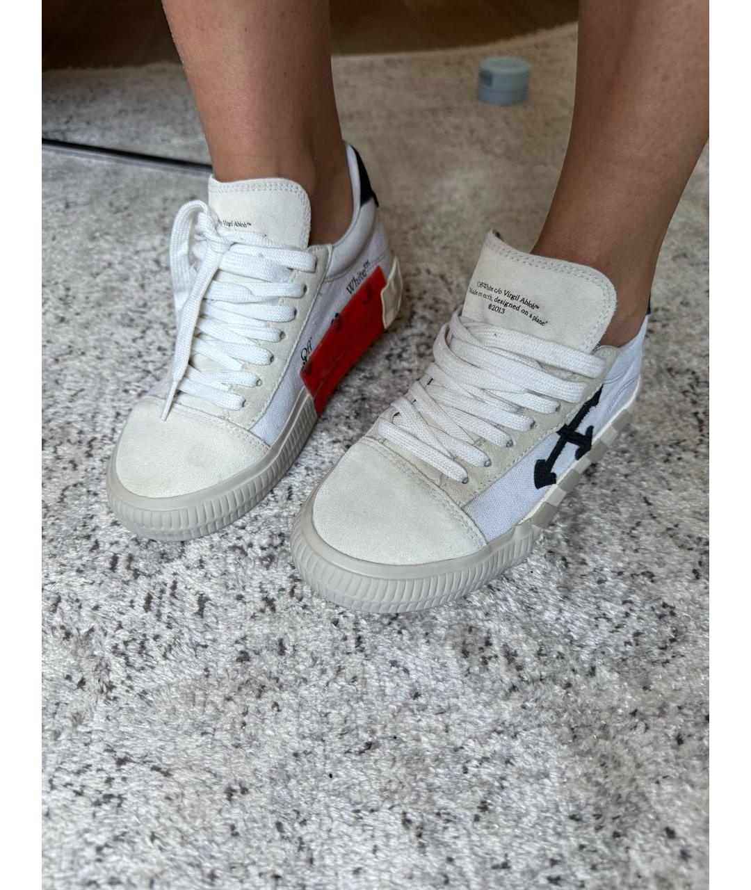 OFF-WHITE Бежевые текстильные кеды, фото 6