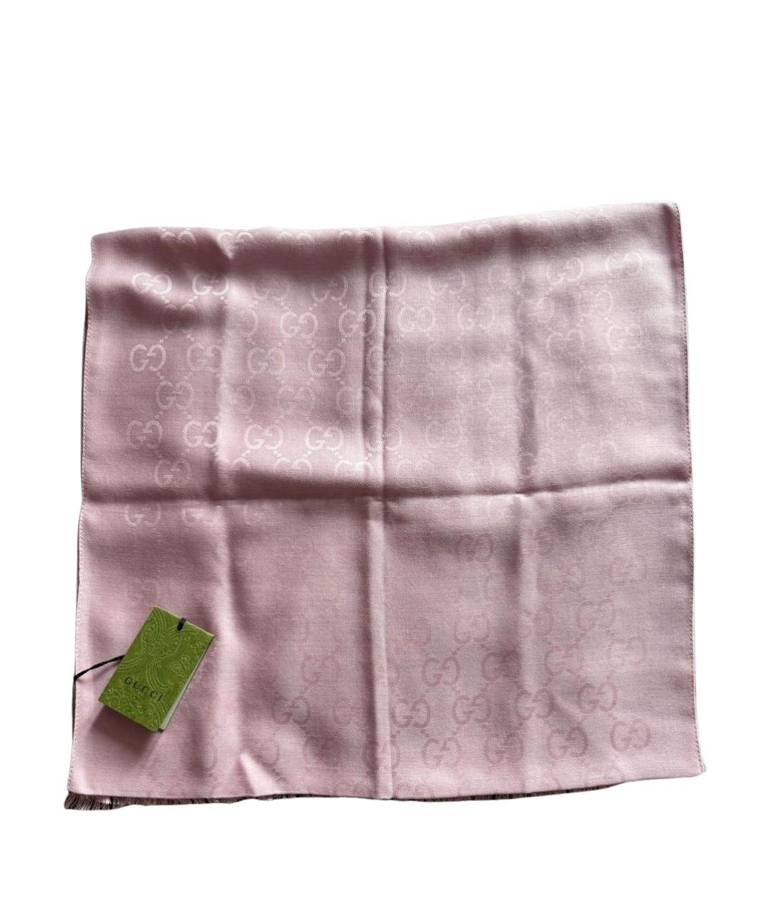 GUCCI Розовый шерстяной шарф, фото 1