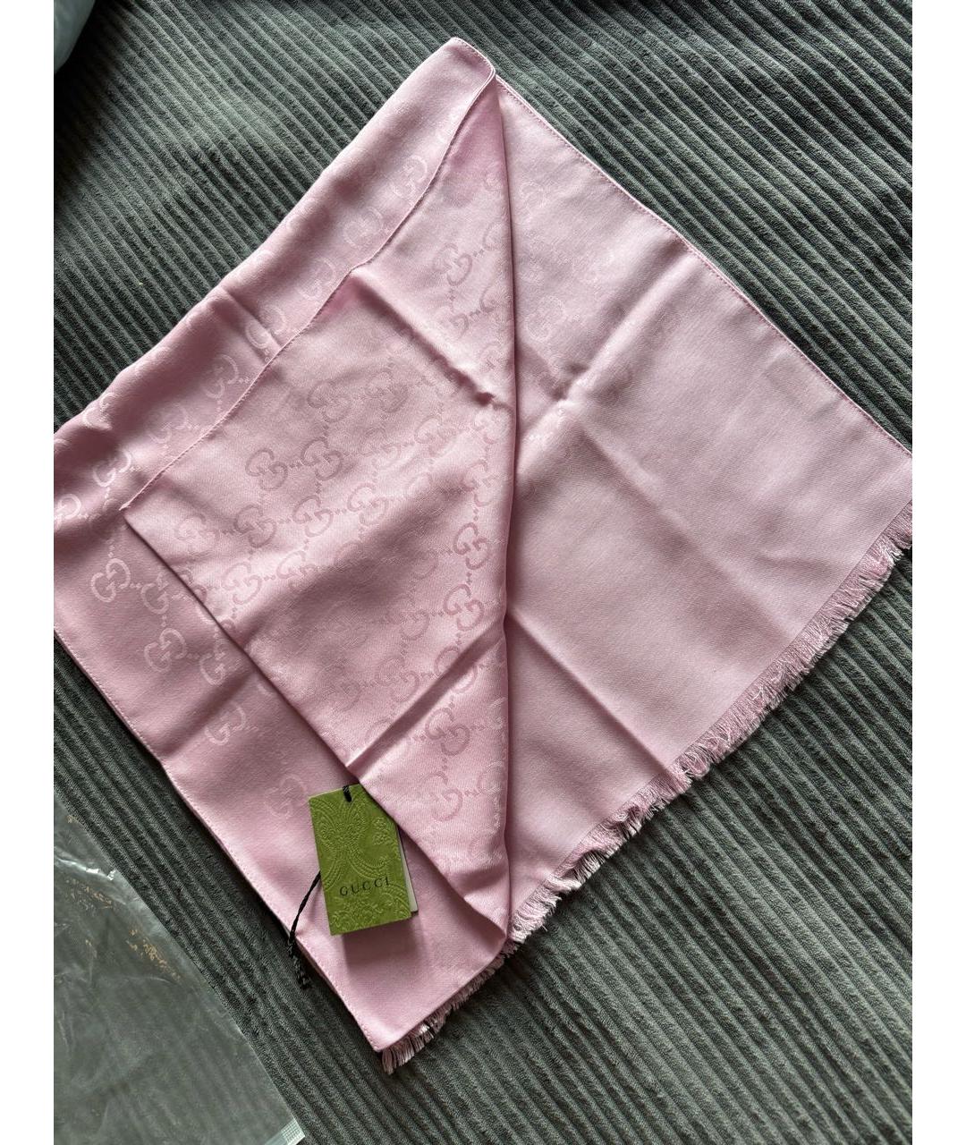 GUCCI Розовый шерстяной шарф, фото 2