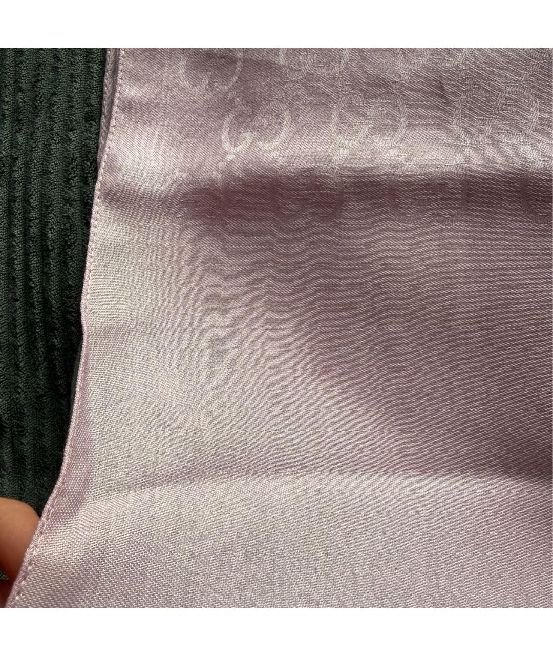 GUCCI Розовый шерстяной шарф, фото 3