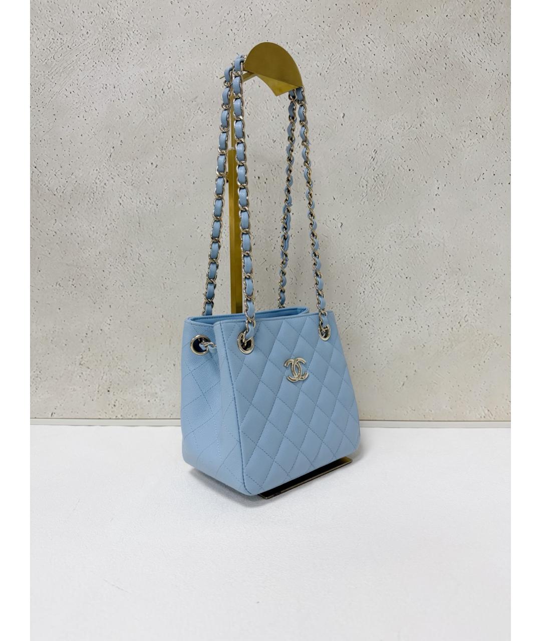 CHANEL Голубая кожаная сумка через плечо, фото 3