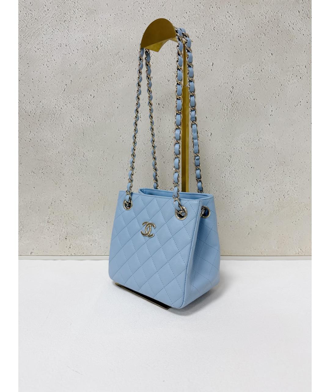 CHANEL Голубая кожаная сумка через плечо, фото 4
