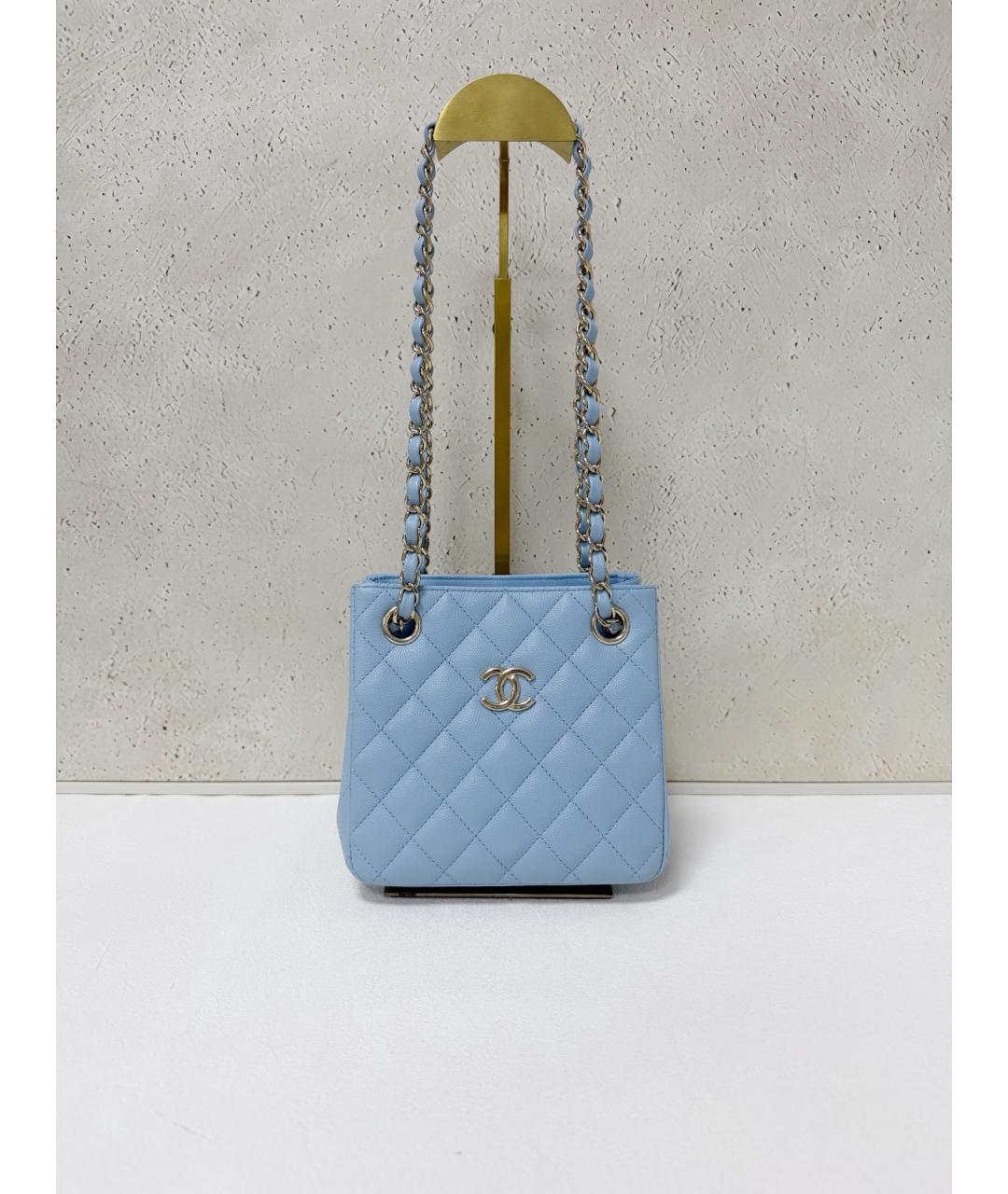 CHANEL Голубая кожаная сумка через плечо, фото 7