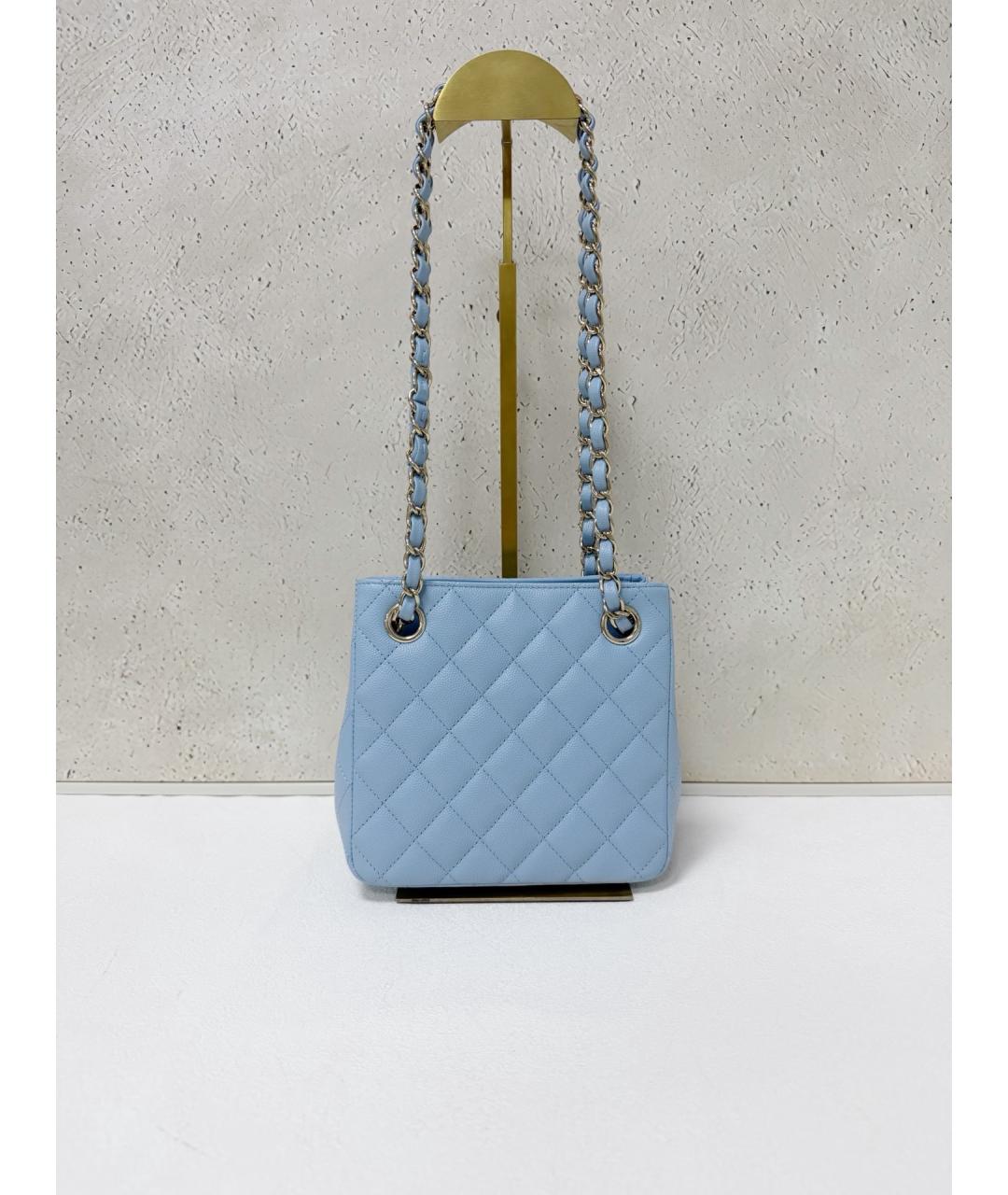 CHANEL Голубая кожаная сумка через плечо, фото 2