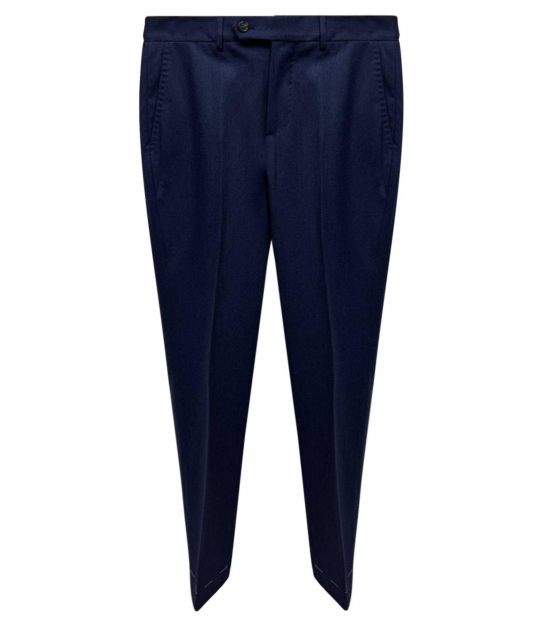 BRUNELLO CUCINELLI Темно-синие шерстяные классические брюки, фото 1