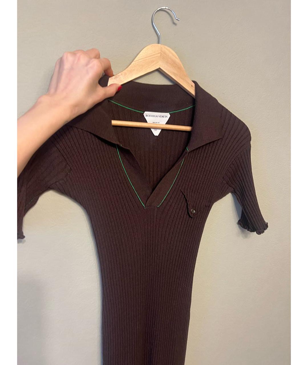 BOTTEGA VENETA Коричневое шерстяное повседневное платье, фото 2