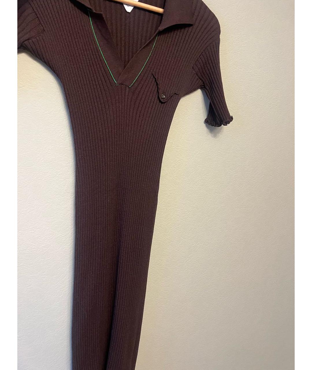 BOTTEGA VENETA Коричневое шерстяное повседневное платье, фото 4