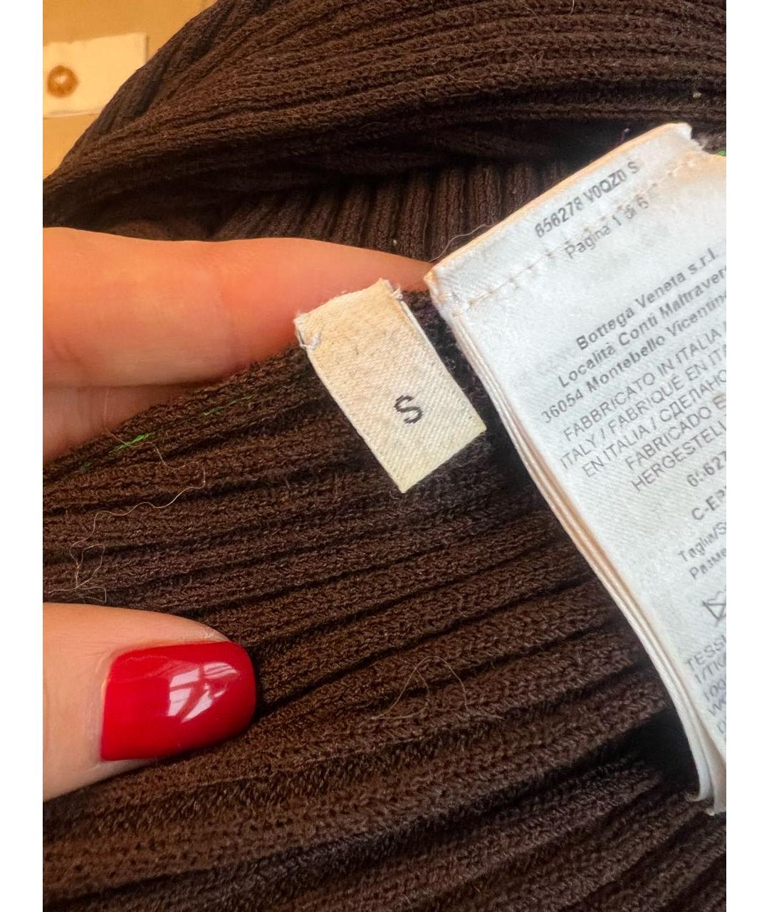 BOTTEGA VENETA Коричневое шерстяное повседневное платье, фото 3