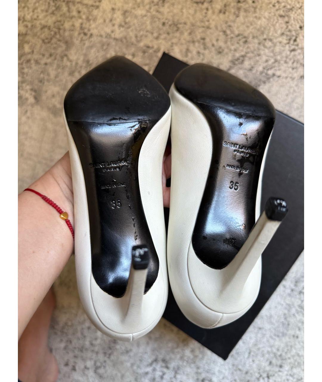 SAINT LAURENT Белые кожаные туфли, фото 4