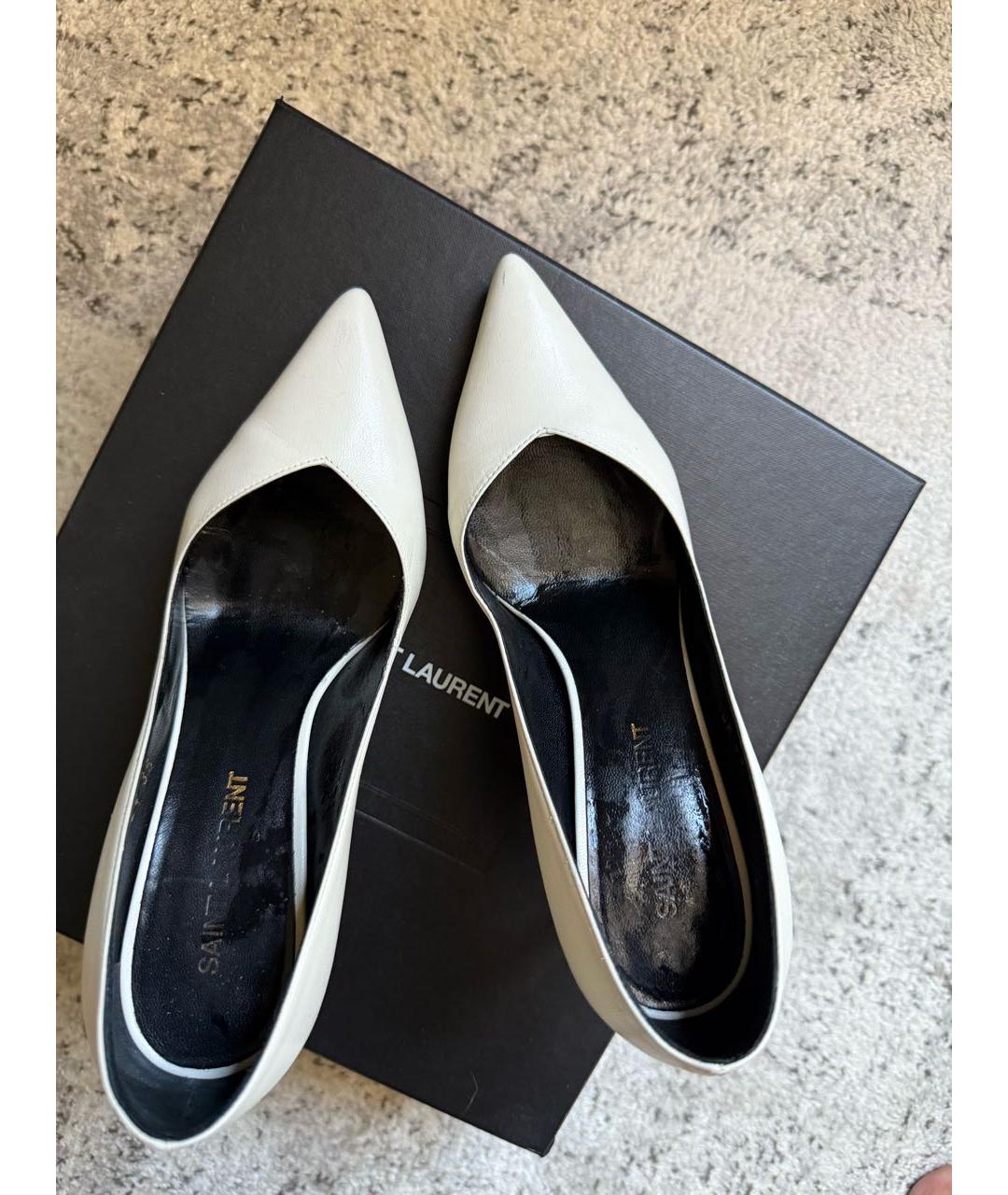 SAINT LAURENT Белые кожаные туфли, фото 3