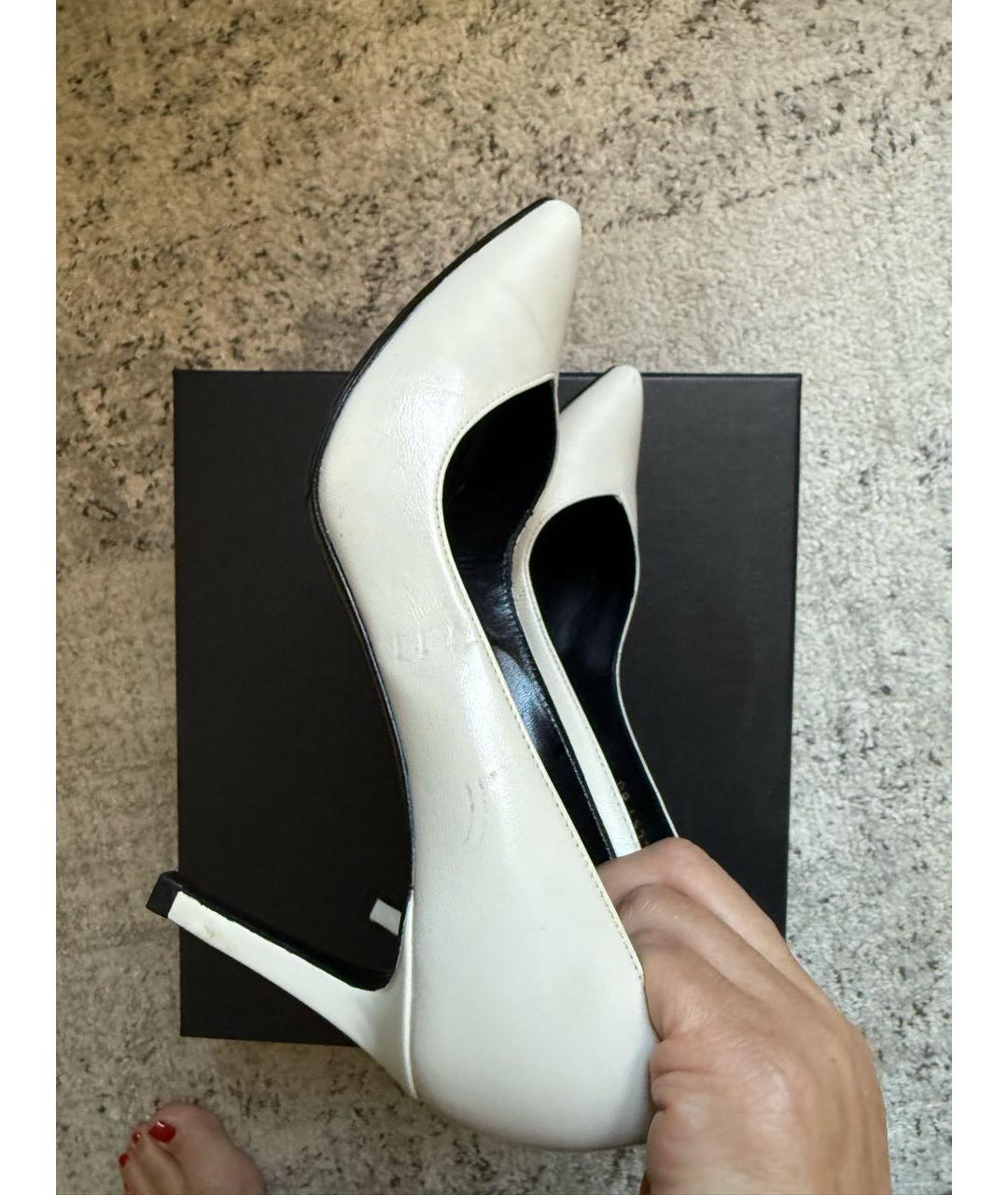 SAINT LAURENT Белые кожаные туфли, фото 9