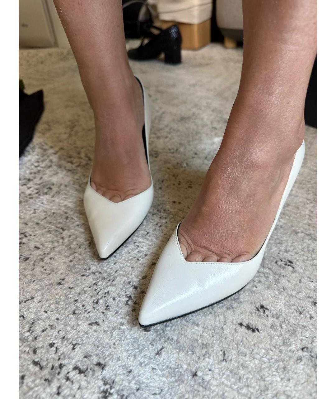 SAINT LAURENT Белые кожаные туфли, фото 6