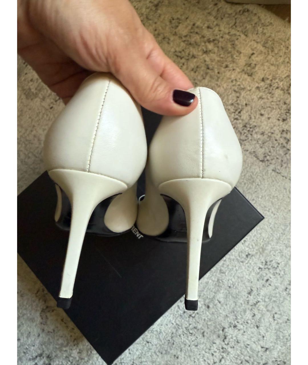 SAINT LAURENT Белые кожаные туфли, фото 2