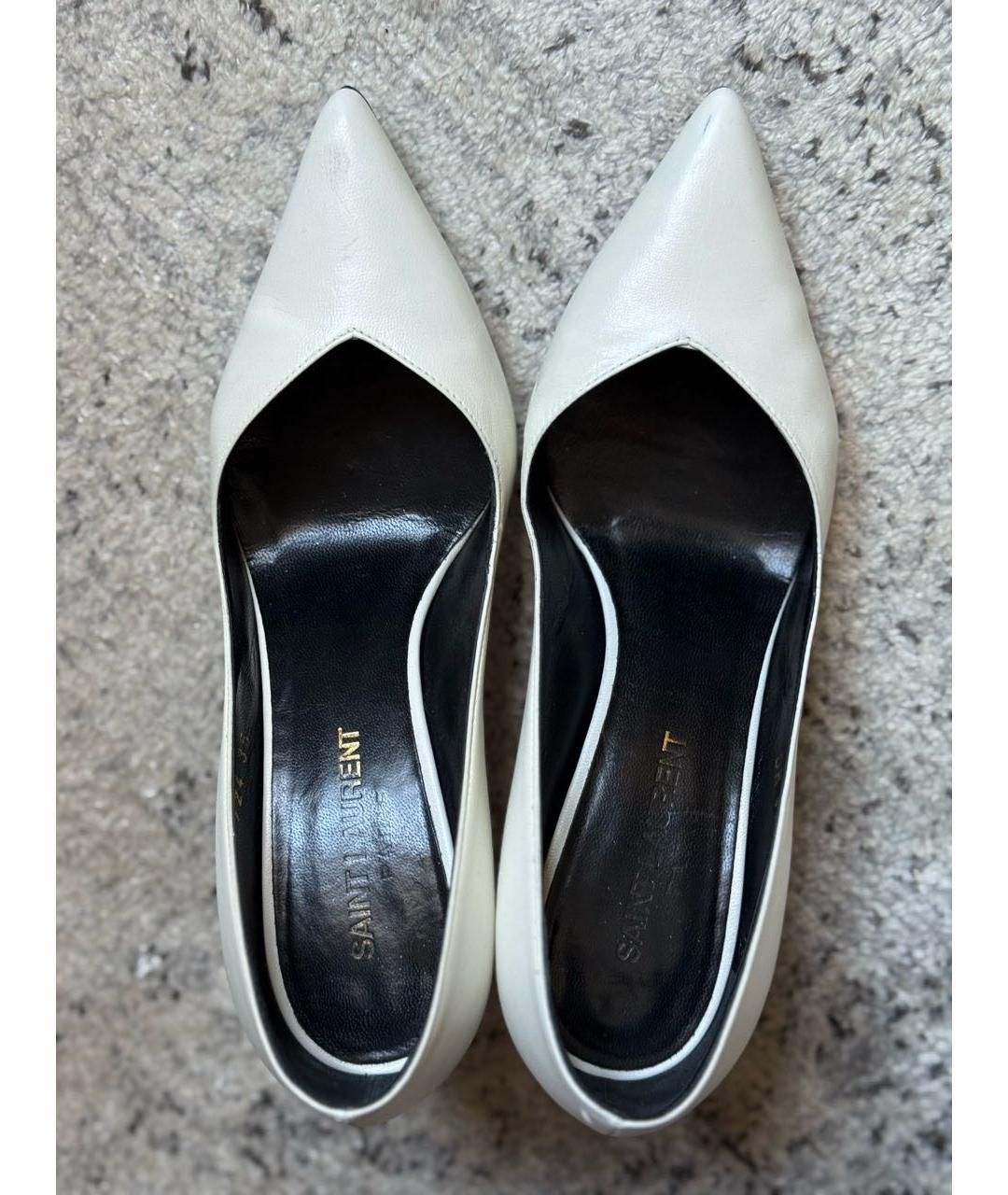 SAINT LAURENT Белые кожаные туфли, фото 5