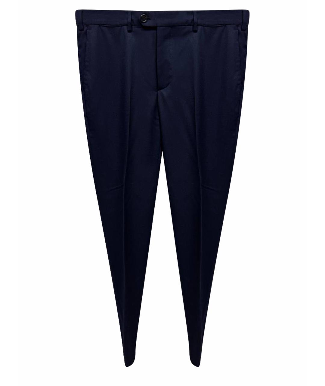 BRUNELLO CUCINELLI Темно-синие шерстяные классические брюки, фото 1