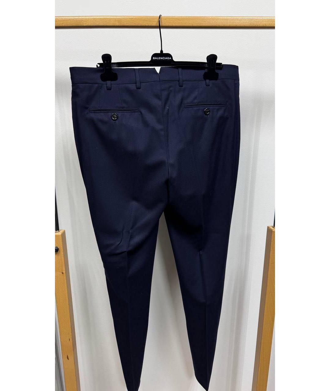 BRUNELLO CUCINELLI Темно-синие шерстяные классические брюки, фото 3