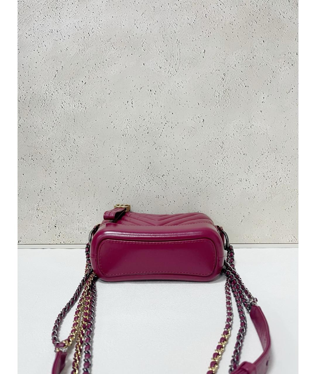 CHANEL Бордовая кожаная сумка через плечо, фото 5