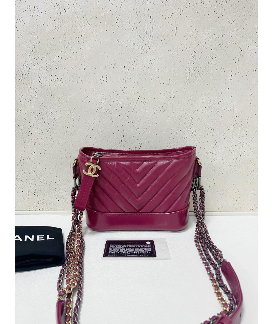 CHANEL Бордовая кожаная сумка через плечо, фото 7