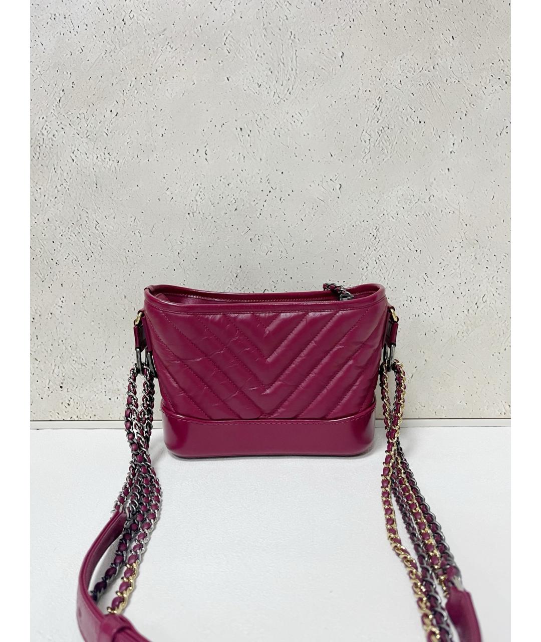 CHANEL Бордовая кожаная сумка через плечо, фото 2