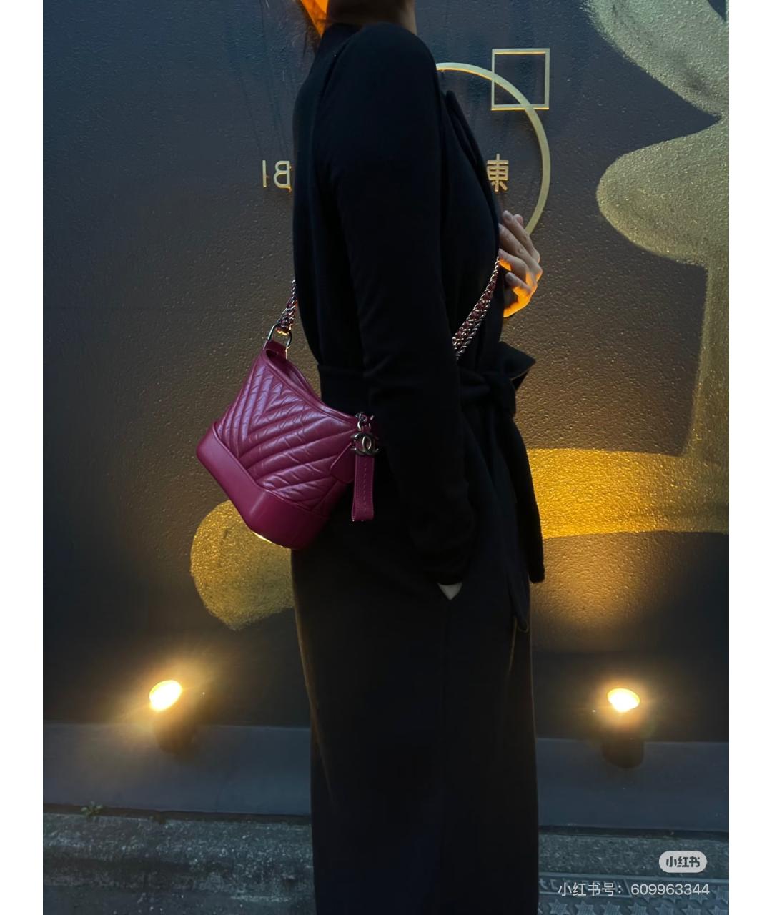 CHANEL Бордовая кожаная сумка через плечо, фото 6