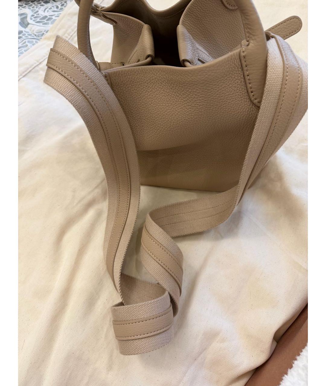 LORO PIANA Бежевая кожаная сумка с короткими ручками, фото 6